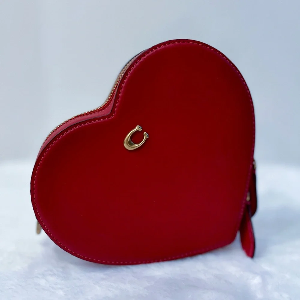 NEVER USED- Coach Brass/Cherry Leather Crossbody - Picture 4 of 5